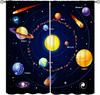 Space Astronaut Curtain,Cartoon Solar System Universe Rocket Spaceship Planet Earth Stars Window Treatments Drapes for Kids Boys