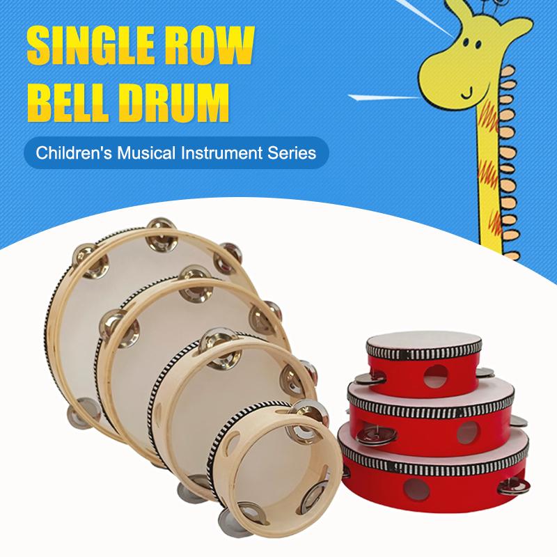 1Pc Wooden Tambourine 4/6/8/10-Inch Beige Rim With Metal Jingles Musical Educational Percussion Instrument For Concert Church Pa