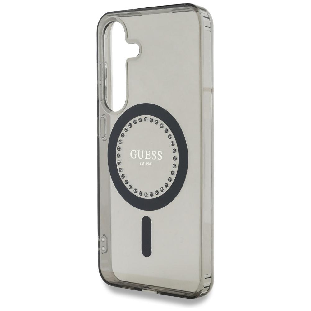 Hülle für Samsung Galaxy S25 Guess Strasssteine MagSafe schwarz
