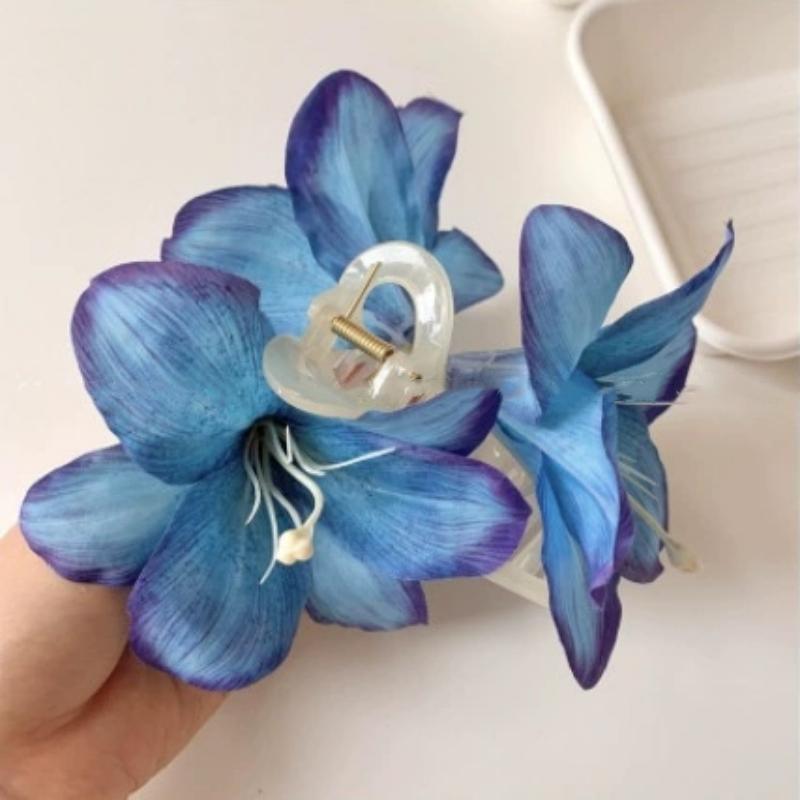 Bohemia Barrettes Lilium Flower Hair Claw Ponytail Clip Large Shark Clip Personality Lily Shape Trend Vacation Jewelry Gift