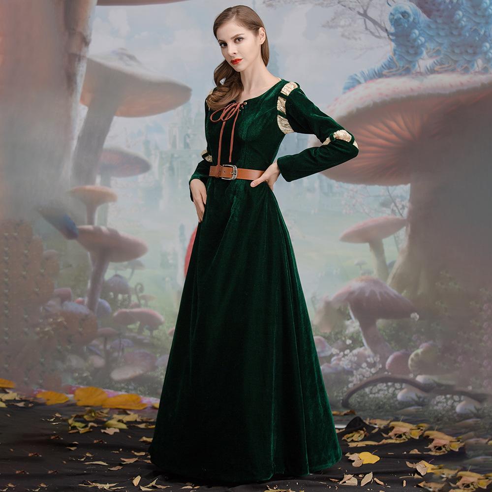 Brave cartoon movie character cosplay costume, Princess Merida court dress Halloween stage play costume