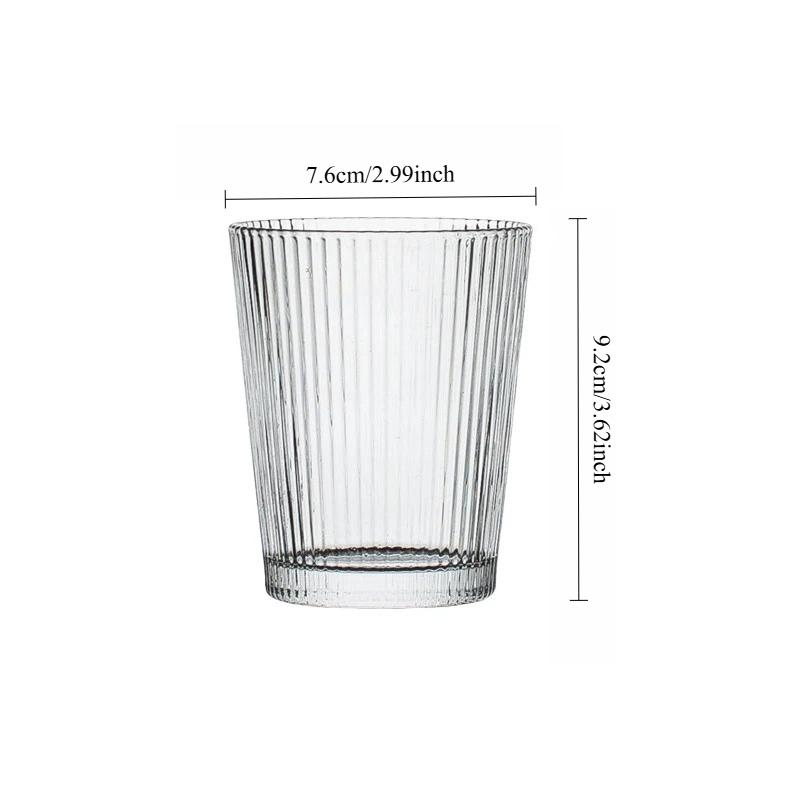 

240ml/380ml Creative Cocktail Glass Vertical Pattern Glass Cup Juice Cup Latte Coffee Mug Home Water Cup with Lid Soda Water Cup 1pcs