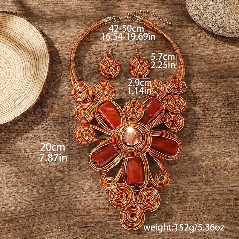 

Этнический Богемный Циркон Набор Ручной Работы Стиль Алюминиевый Цветок Ожерелье Подвеска Изумруд Длинный Воротник Толстая Цепь Африканский Циркон Подарок