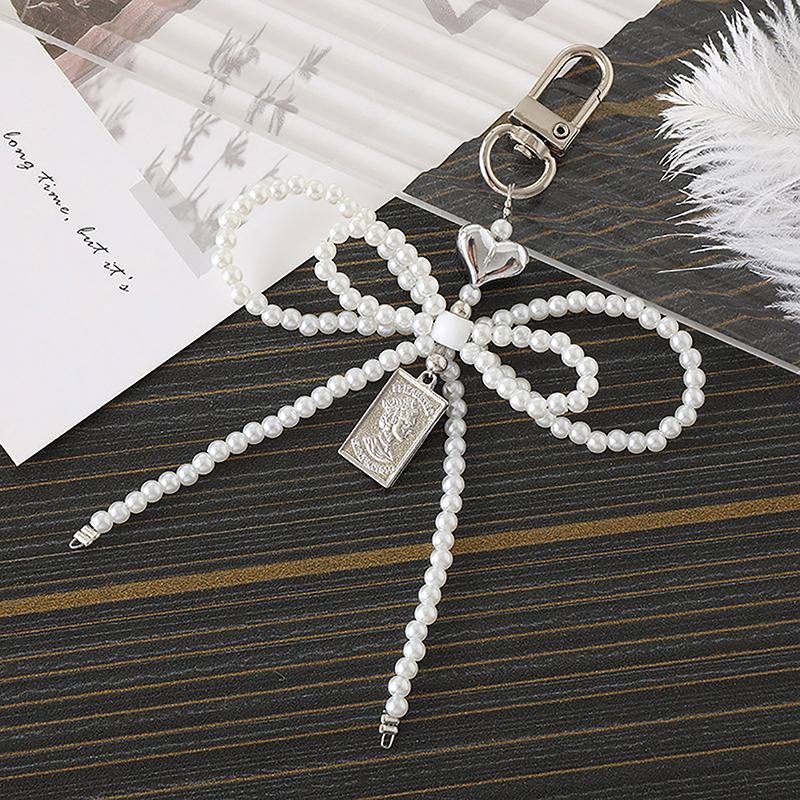 1Pc Camera Bag Key Chain Jewelry Gift Decoration Korean Cute Bow Pearl Phone Pendant Chain Charm Strap Phone Accessories