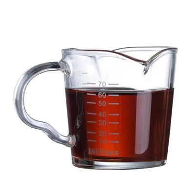 Small Milk Cup Heat-resistant Glass Measuring Cup Coffee Double-mouthed Ounce Cup 70ml with Scale