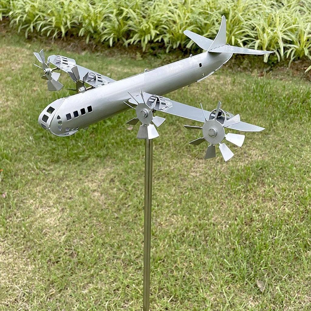 Wind Spinner Metal Creative Housewarming Gift Sturdy Airplane Wind Sculpture Ornament for Courtyard Outside Garden Yard Patio