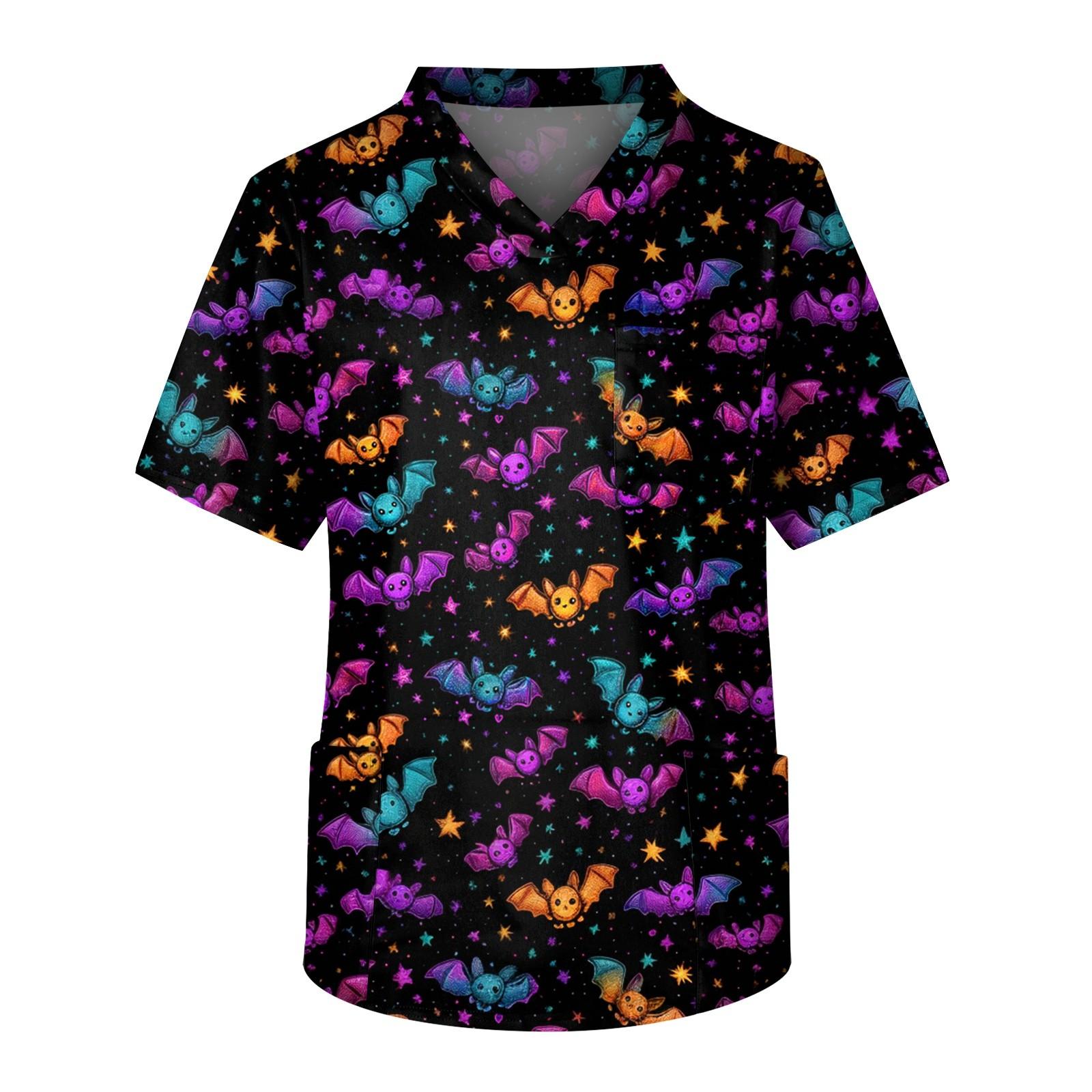 

Мужской топ с короткими рукавами и v-образным вырезом на Хэллоуин с принтом на груди и карманом для ухода за кожей XXXL чёрный