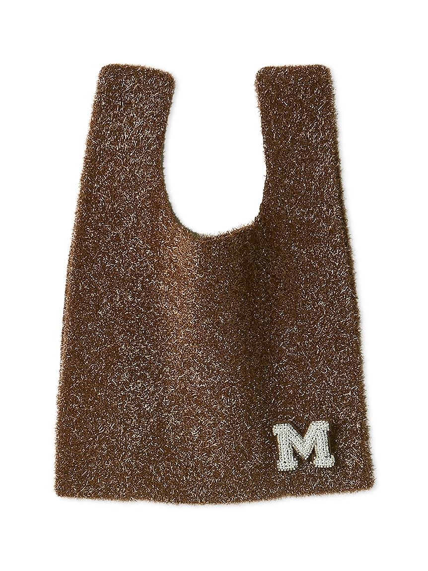 Mira Owen Glitter Knit Tote Bag with Beaded Free Size Badge, 09WGB255507, Women s, BRW,