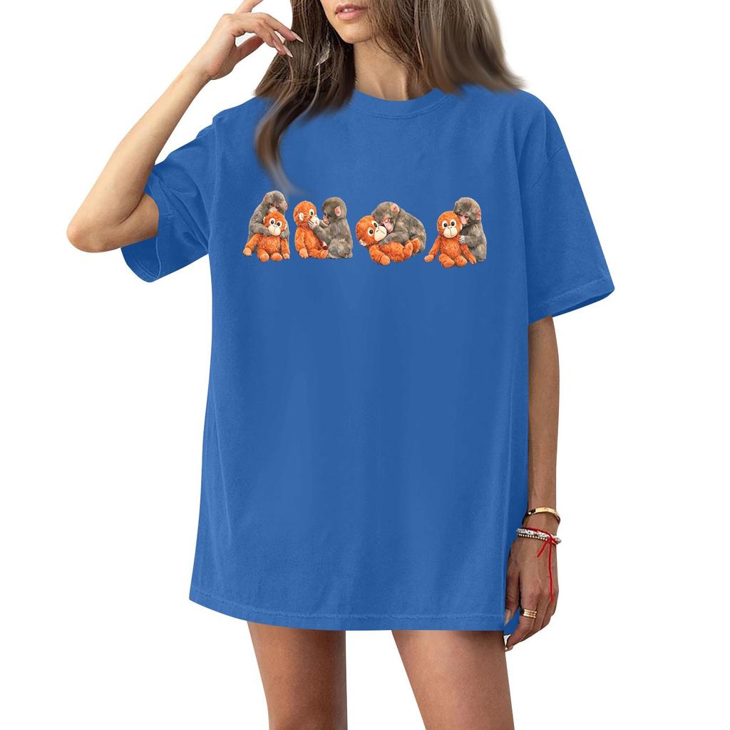 Dam T-shirt med tryck och rund hals och korta ärmar