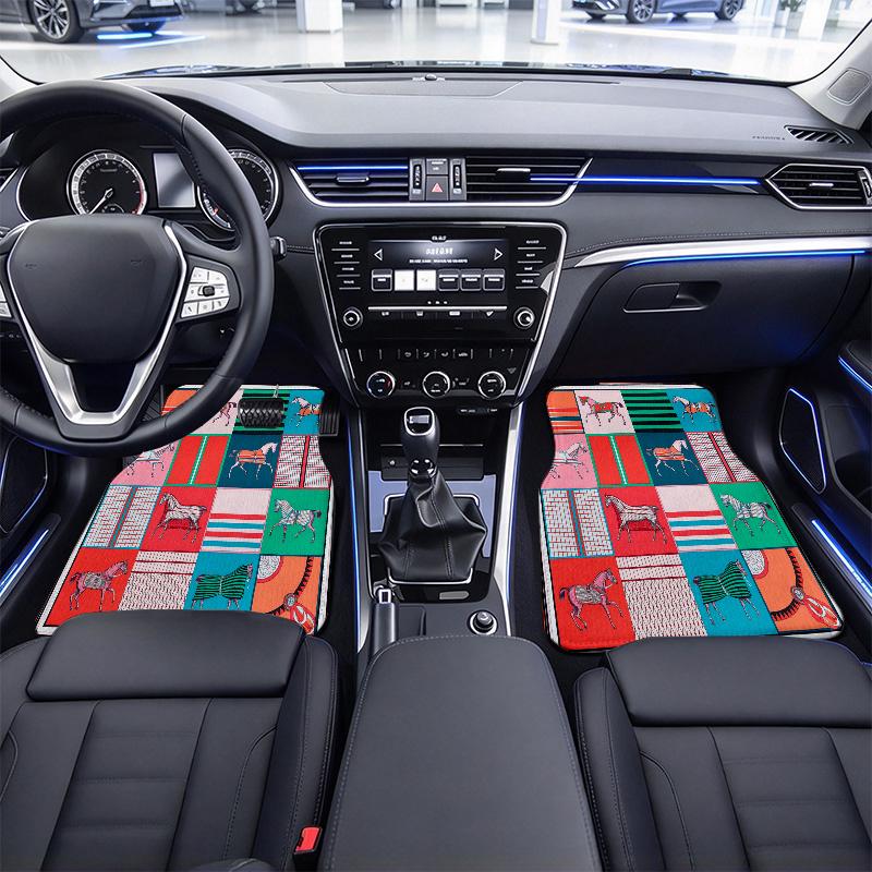 Horse Art Pattern Black Car Floor Mats Full Coverage All-Season Car Mats, XPE Non-Slip And Wear-Resistant Mats Suitable for SUV Interiors, Textured Ca