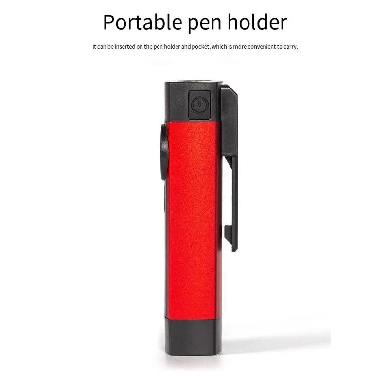 USB Rechargeable LED Flashlight with Magnet and Hook Life Waterproof With Red light Power Bank Repairing Work Emergency Lantern