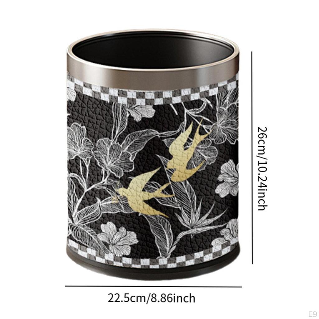 Open Top PU Leather Waste Bin for Kitchen And Living