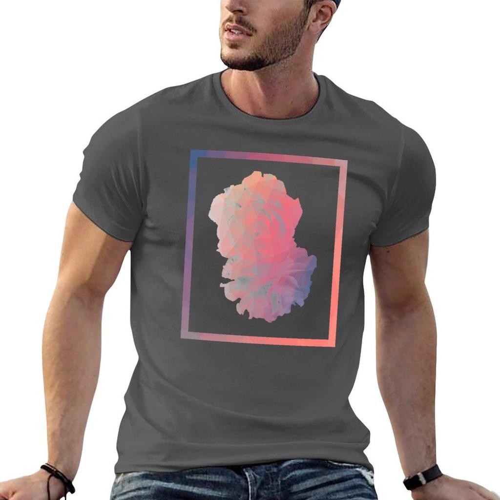 Geometric Pink Blue Roses Design TShirt Unisex T Shirts Cotton T Shirts For Unisex Pack White Unisexs Graphic T Shirts TShirt