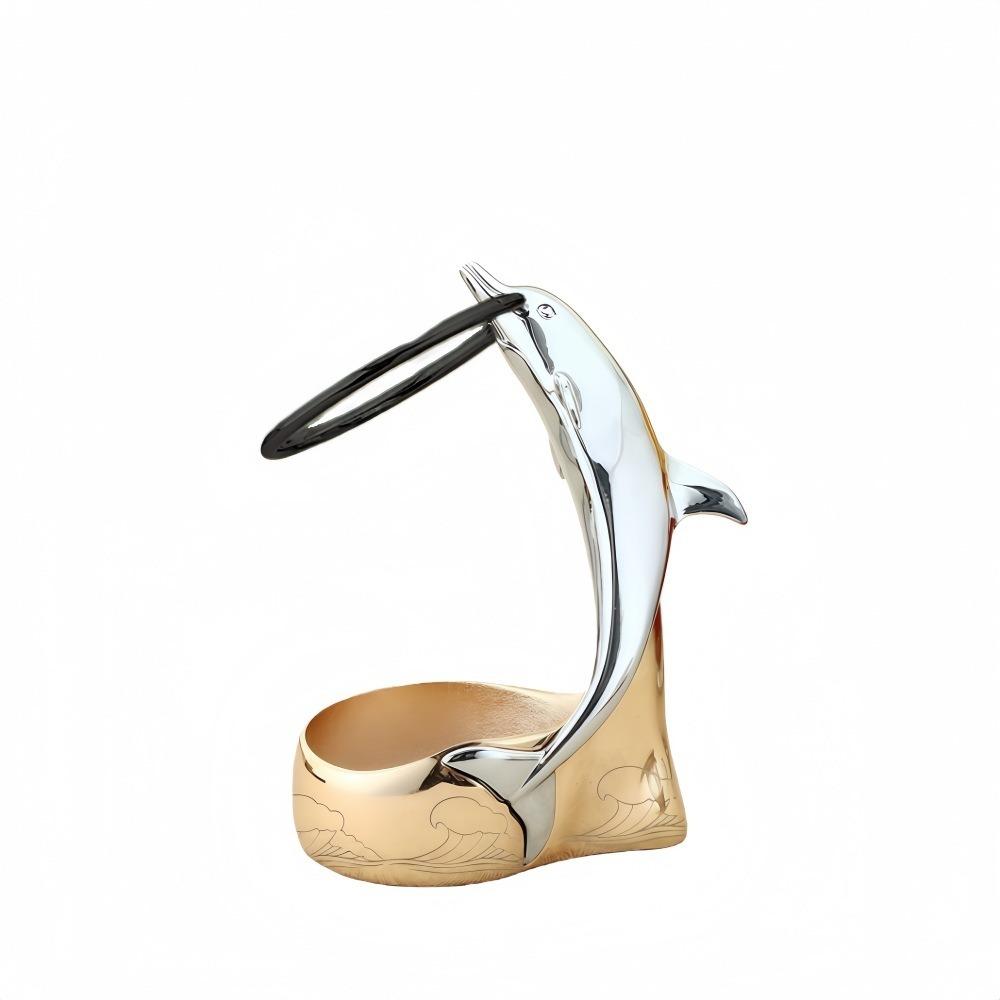 

Fruit Fork Dolphin Cutlery Holder Stainless Steel Dessert Spoon Dinnerware Set Table Storage Gold Base