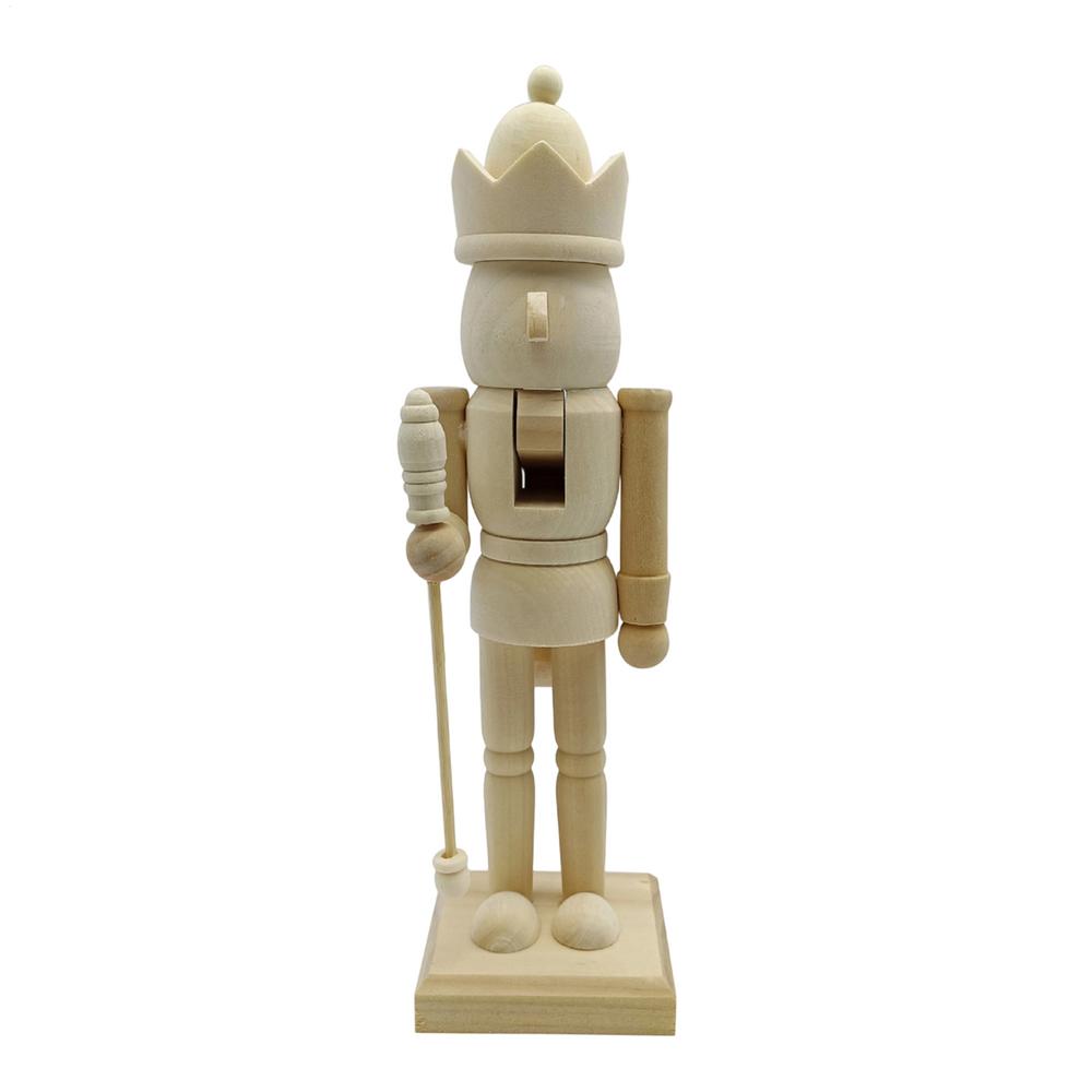 Vánoční louskáček Ručně vyráběná nenatřená dřevěná soška Dřevěné vánoční dekorace Ozdoby louskáčka do obývacího pokoje na krb