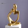 3 bucăți figurine cu gânditor abstract Mini statuie din rășină așezată cu gânditor, sculptură pentru camera de zi, birou, raft, ornament de decorare pentru birou