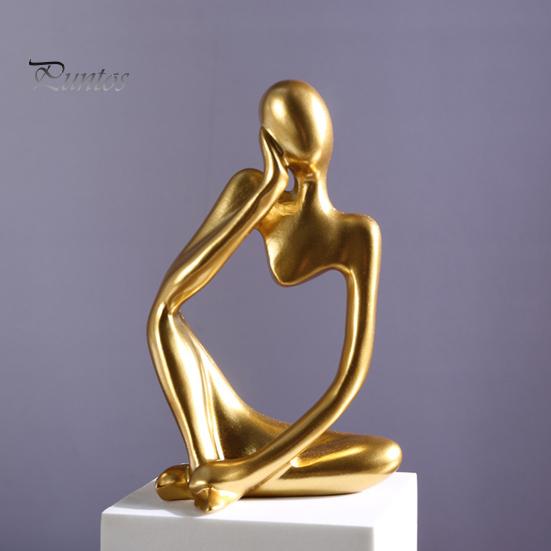 3 pezzi di figurina di pensatore astratto mini pensatore seduto statua in resina scultura soggiorno casa ufficio libreria decorazione da tavolo ornamento