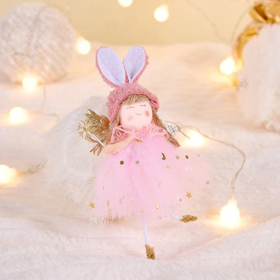 Yousheng Christmas Pendant Rabbit Angel Doll Wearing Mesh Yarn Dress Decorative Ornament Christmas Celebration Decor