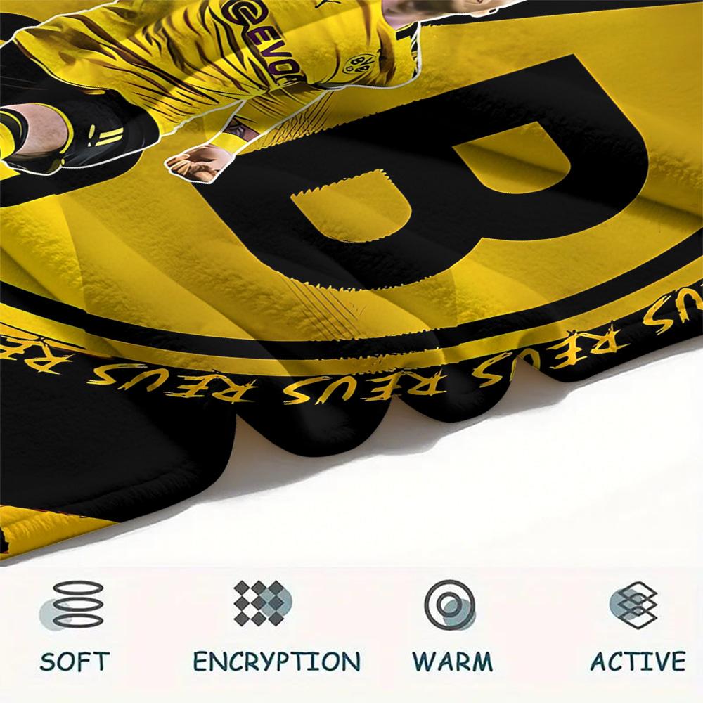 Borussia Dortmund Logo Print Flannel Blanket, High Quality Comfortable for All Seasons, Home Decor, Warmth and Comfort, Perfect for Christmas Gifts