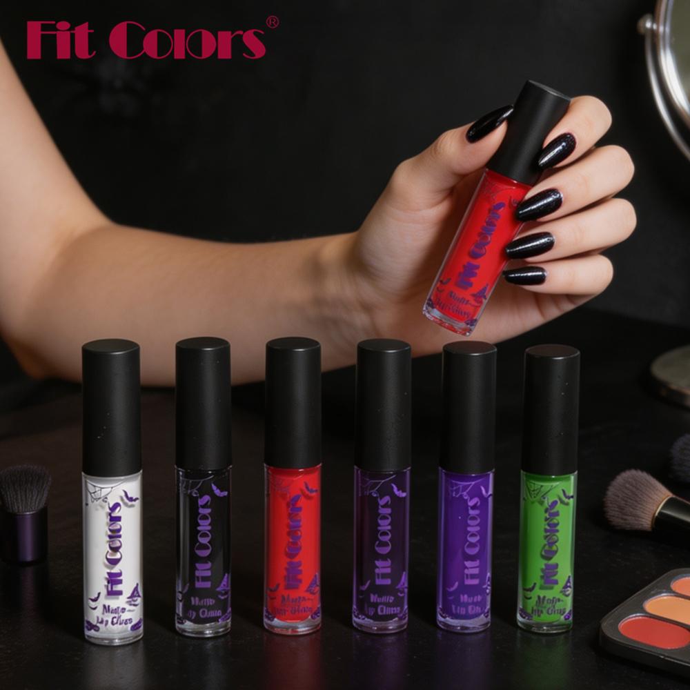 Fit Colors Matte Lip Gloss Set 6 Pcs Waterproof Long Lasting Liquid Lipstick Vivid Bold Colors Halloween Gothic Makeup Lip Tint Cosmetics