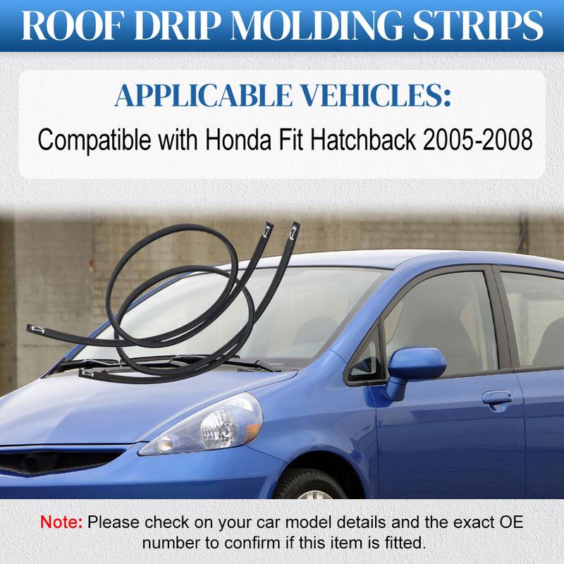 2PCS Rubber Car Roof Drip Finish Moulding Seal Strips for Honda Fit Hatchback 2005 2006 2007 2008 74306SAA003 74316SAA003