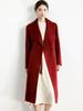 Women's Red Double-Faced Cashmere Mid-Length Coat - Elegant Autumn/Winter Wedding Style for Middle-Aged Women