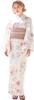 Yukata Heiko Obi Simple Floral Easy To Wear by One Person Cherry Plum Peach FREE (Dita) Women's 5-Piece Set (Sash), Pink, White, Black, Watercolor,