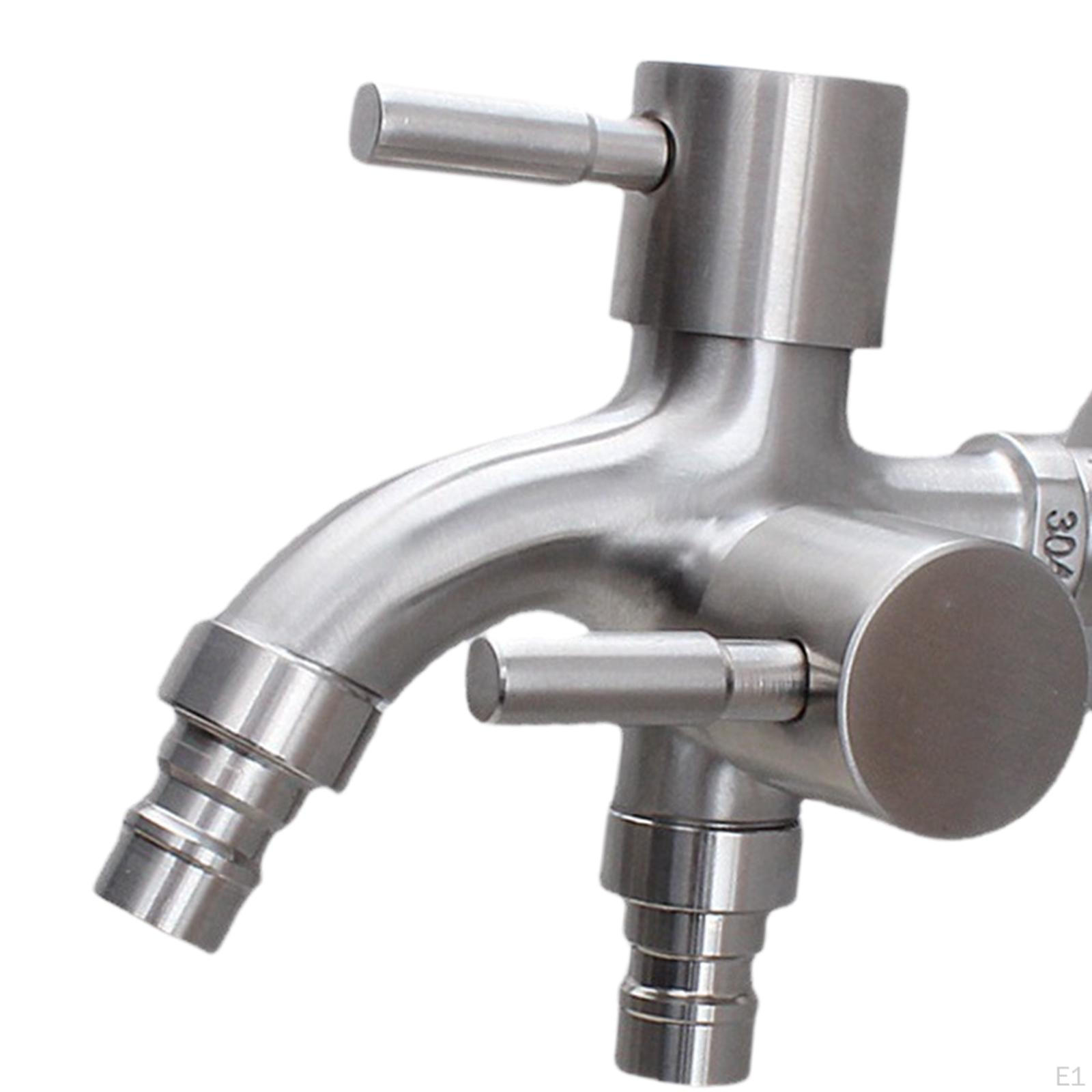Смеситель для воды из нержавеющей стали для раковины стиральной машины с 2 ручками — фото 4