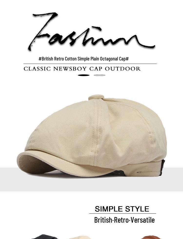 Unisex Adjustable Baseball Cap: Classic Eight-Panel British Newsboy Style