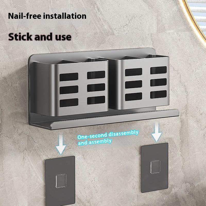 Stable Rust Prevention Shaver Storage Rack Shower Wall Mounted Toothbrush Holder Ventilation No-drill Bathroom Storage Rack