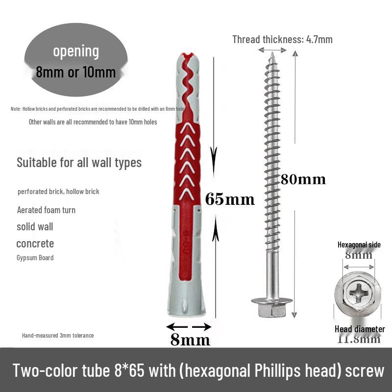 M10*50 Tetrahedron Plastic Expansion Tube for LCD TV Wall Mount & Outdoor AC Unit Bracket
