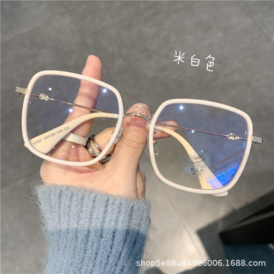 New Large-Frame Anti-Blue Flat Glasses Tr Metal Mixed Glasses Frame Men'S And Women'S Same Kickoff With Myopia Glasses Frame