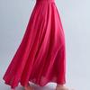 Color Mori Girl Literary Cotton Linen Dress Elastic Waist A-line Expansion Skirt Solid Color Ethnic Style Women Long Skirts