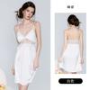 Women's Satin Deep V Push Up Padded Sleep Dress with Mesh Robe Lingerie Set