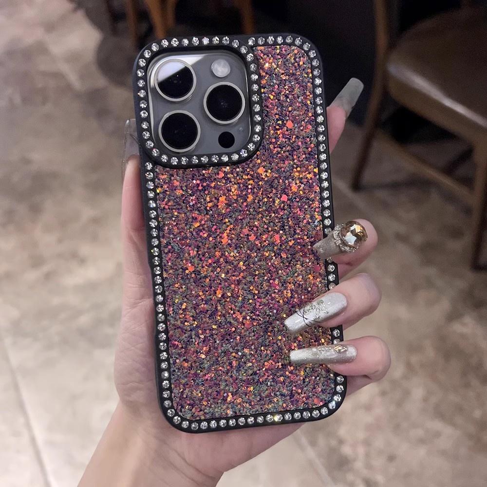 Luxury Glitter Sequins Diamond Case For iPhone 11 12 13 14 15 16 Pro Max Plus Sparkle Rhinestone Shockprook Hybrid Bumper Cover