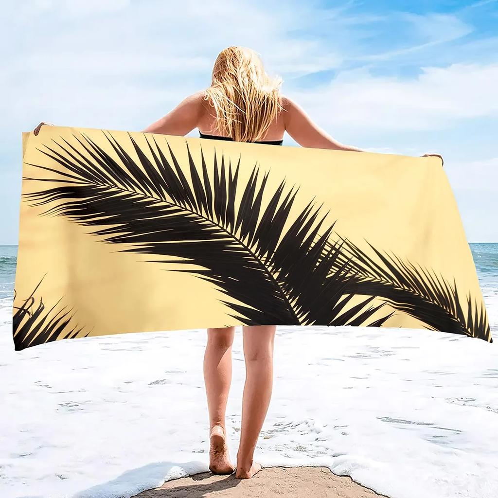 Beach Towel Palm Leaves Pattern Oversized Microfiber Tropical ,Thin Lightweight Pool Swim Tree Bath Shower