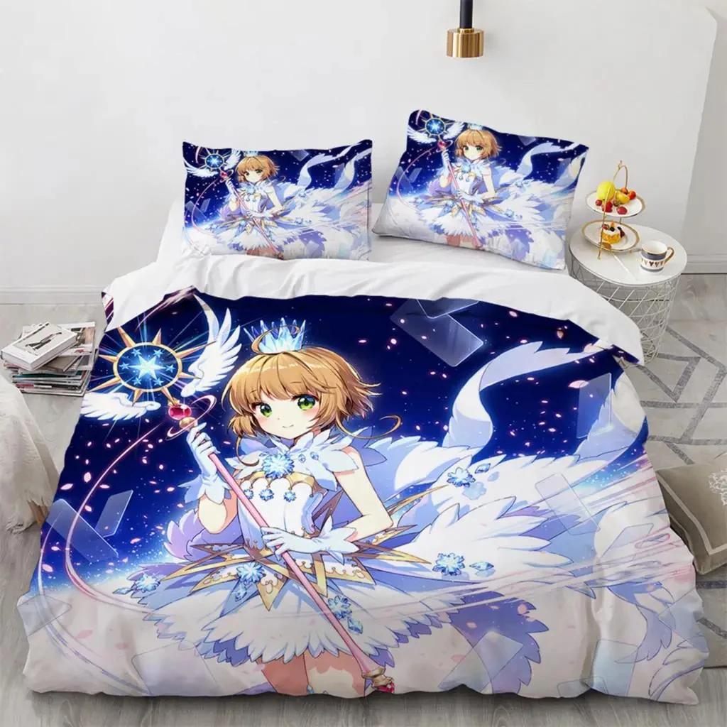 Anime Cardcaptor Sakura Bedding Set,Duvet Cover Comforter Bed Set Quilt Cover Pillowcase,King Queen Twin Size Boys Girls Adults
