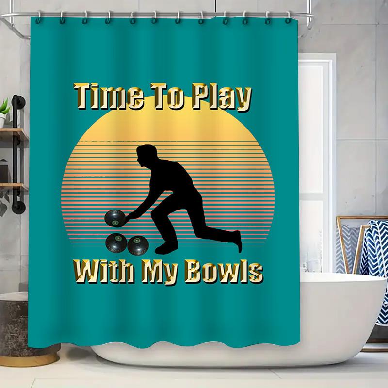 

Time To Play With My Bowling Balls Shower Curtain Blue Yellow Decorative Bath Tarp For Bathroom Perfect Gift Idea (128 Character W60H190(CM)-1 Pcs