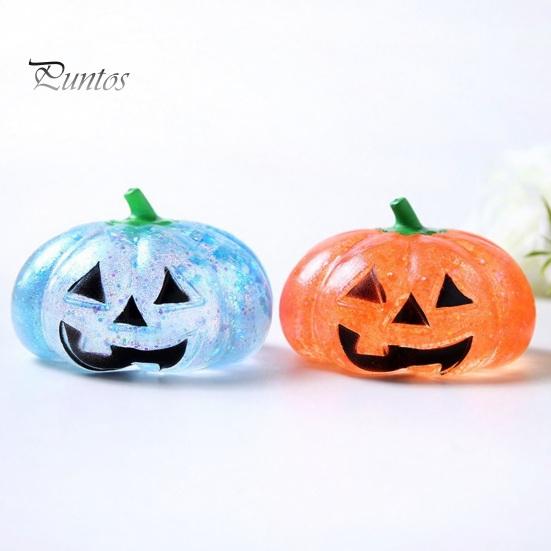 Pumpkin Stress Relievers 1/4Pcs Halloween Relief Toy, Smiling Head Squeeze Toy Clear Glitter Office Desk for Relieve Anxiety Slow Rebound Toys