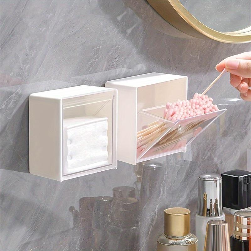 Wall-mounted Flip Storage Box, Punch Free Storage Box, Cosmetic Cotton Swab Multifunctional Storage Box, 2 Color Options