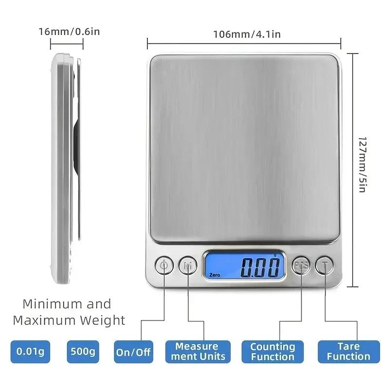 Home Kitchen Scale Precise Weighing Stainless Steel Food Electronic Scale LCD Display Screen Precise Measurement of Ingredients