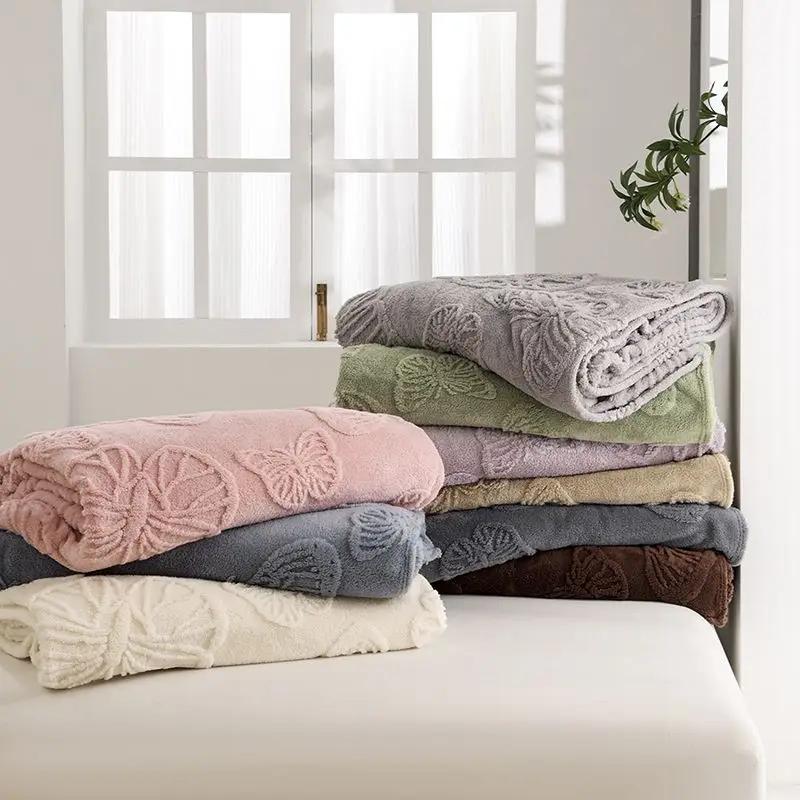 Vară Pluș Tafu față-verso Plapumă groasă cu husă Jacquard fluture 3D Pluș Birou Plapumă de odihnă pentru prânz