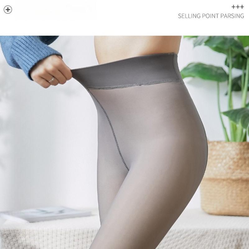Nye varme vintertights Strømpebukser Dame Fleecesokker Høy midje termisk strømpe Isolerte bukser Falske gjennomsiktige Leggings Tights
