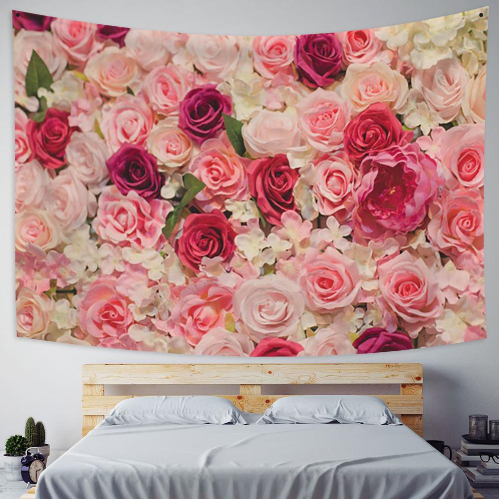 Beautiful Rose Bush Tapestry Wall Hanging Romantic Fresh Daisy Ins Style Wedding Party Background