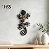 3D Metal Relief Art Gecko Lizard Wall Decor, Colorful Painted Iron Art, Pastoral Style Home Decor Outdoor Farmhouse Hanging Ornament for Garden Fence