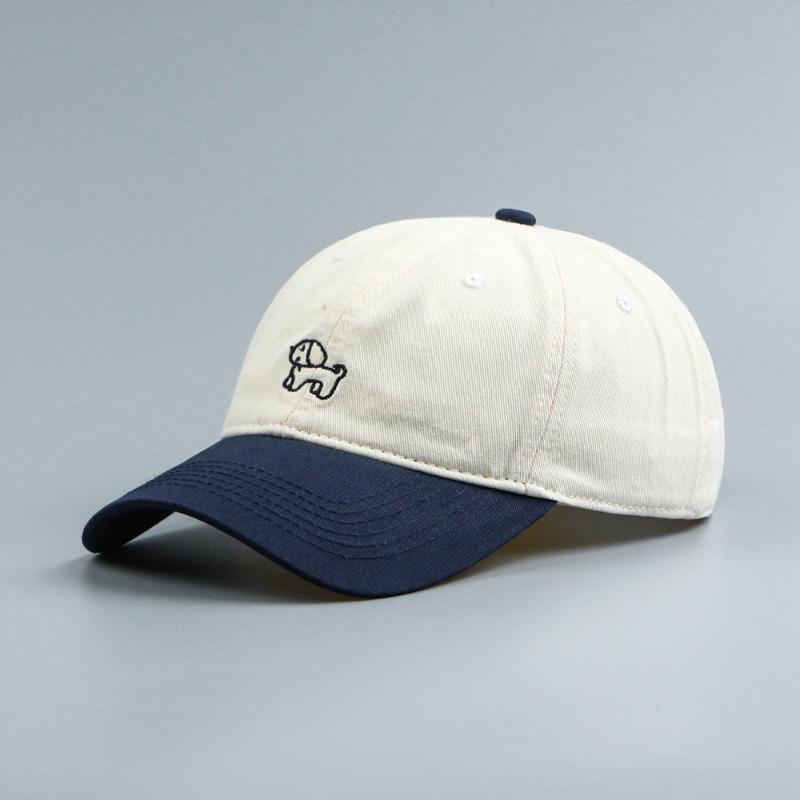 New Color Matching Cap Women's White Summer Sunshade Sunscreen Baseball Cap Men's Soft Top Hat Puppy Embroidery Hat