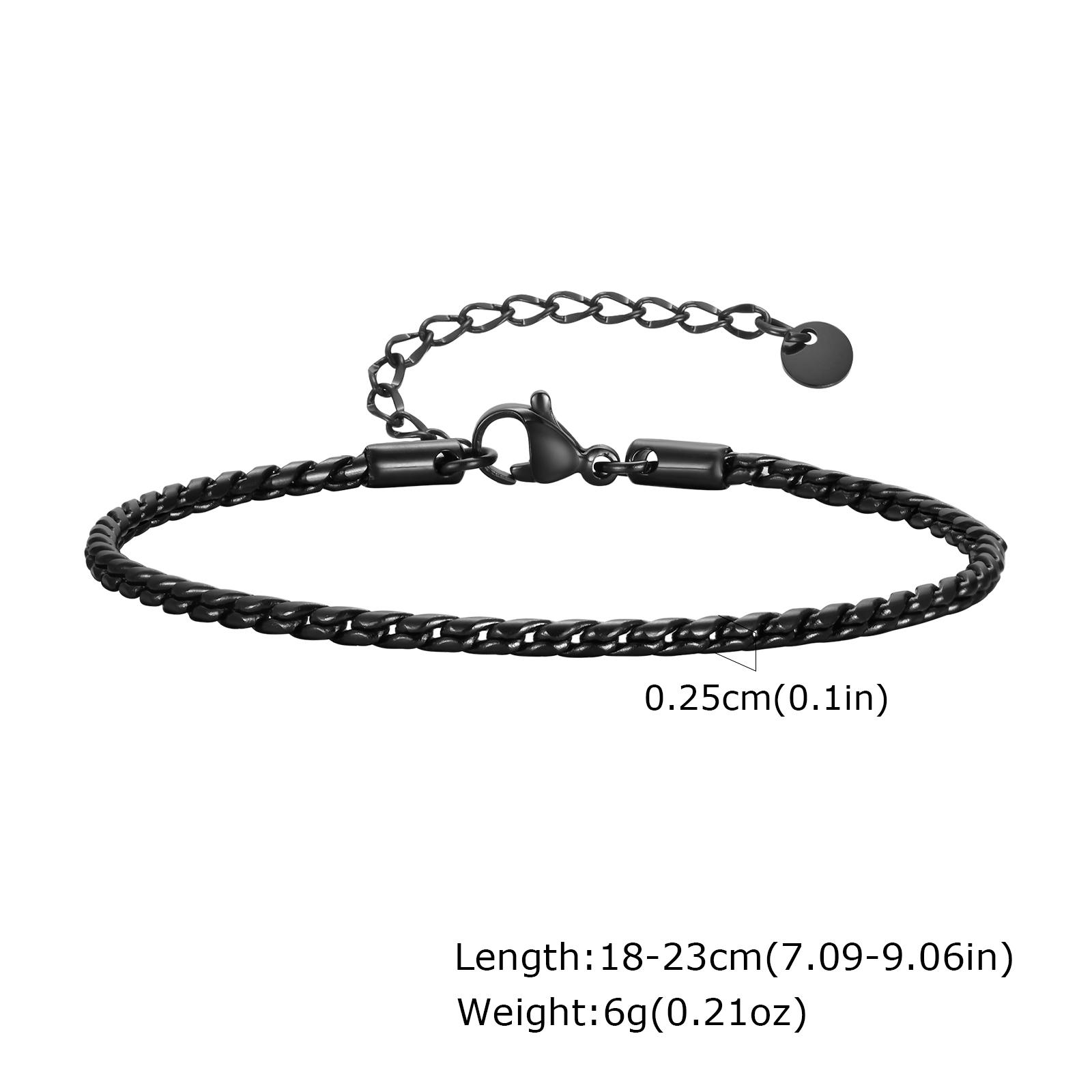 

Vnox 2.5mm Slim Snake Links Bracelets for Men, Adjustable Stainless Steel Twisted Chain Bracelets, Simple Metal Jewelry Gift New