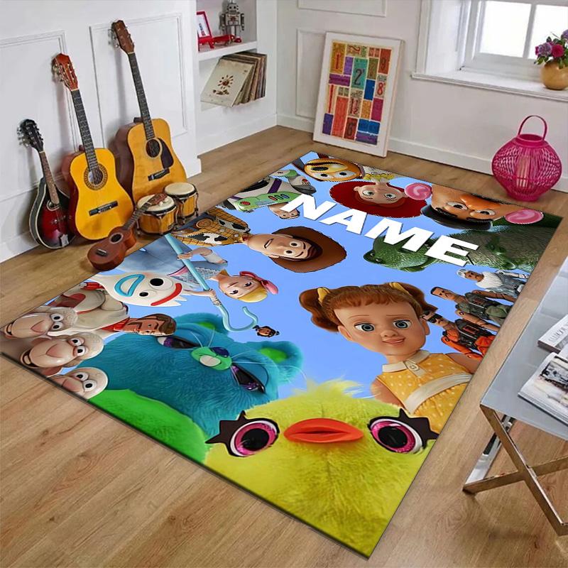 Custom Toy Story Mat Personalized Name, Polyester Washable Indoor Entryway Rug, Gift for Christmas, Easter, Thanksgiving Day
