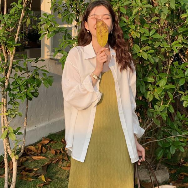 Women's Dress Solid Color Simple Thin Halter Dress Niche Design Temperament Long Dress Plus Size