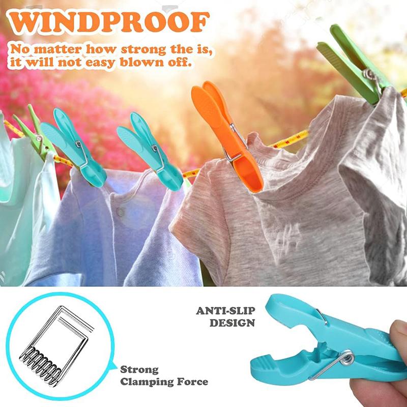 24/48/60Pcs Clothes Pegs Set for Washing Line Plastic Clothes Clip Kit Nonslip Windproof Clothes Clip for Underwear Socks Towels